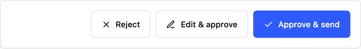The approval bar from the Autara queue: Reject, Edit & approve, and Approve & send buttons