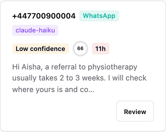 A held reply waiting for approval